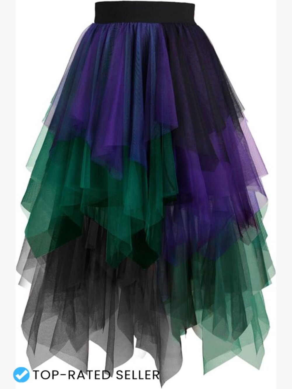 Layered Tulle Midi Skirt High Low A-Line Fairy Tutu Chic Party Dance